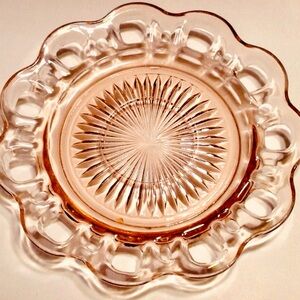 Old Colony Open Lace Pink Depression Glass Vintage Saucer Anchor Hocking